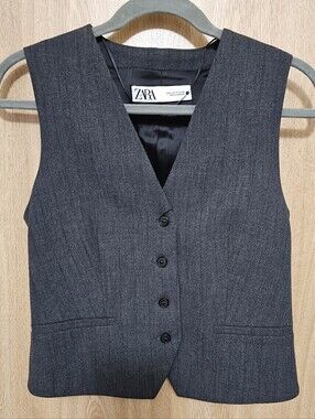 $79 NWT! ZARA Charcoal Gray Vest Size Small